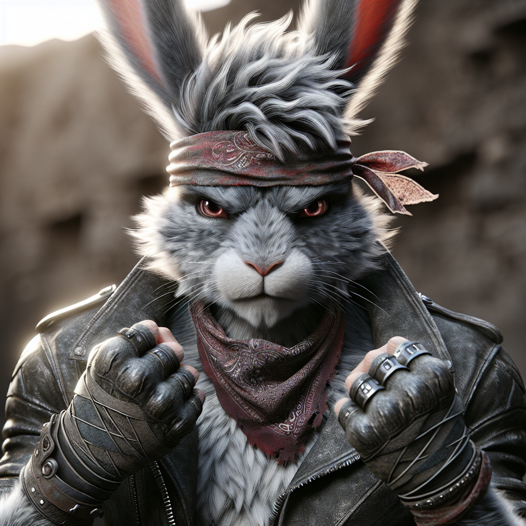 Generate   badass Rabbit looking man